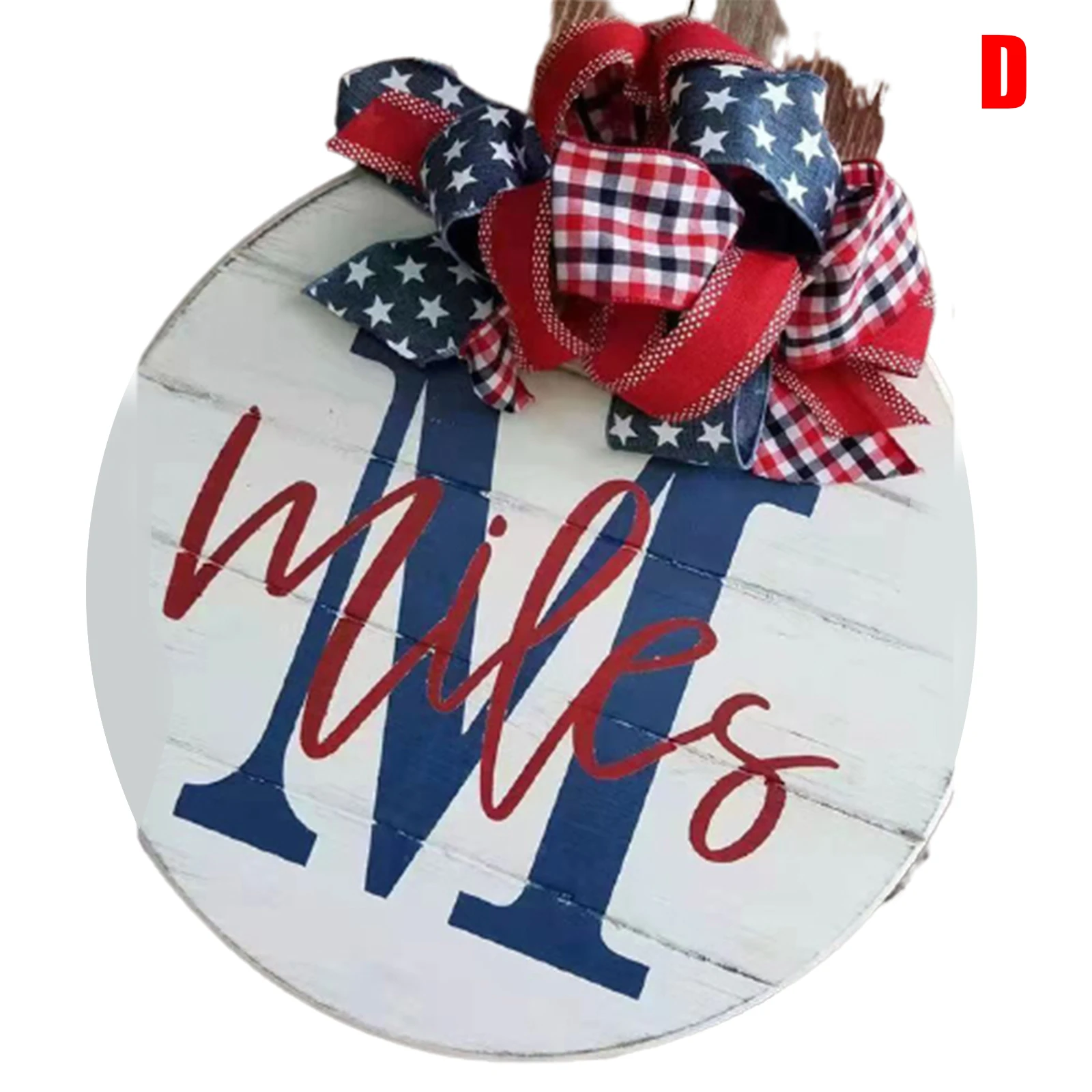 

Welcome Sign Wreath for Front Door Independence Day Handcrafted Wooden Door Ornaments Patriotic Welcome Sign Wreath BOM666