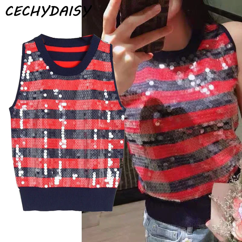 Женский укороченный топ повседневная одежда 2020 без рукавов красный белый с