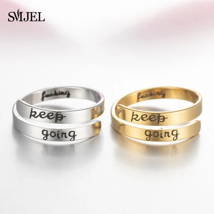 Engrave Letter Stainless Steel Rings for Women Cross I Am Enough Faith Rings Wedding Fashion Adjustable Rings Birthday Best Gift images - 6