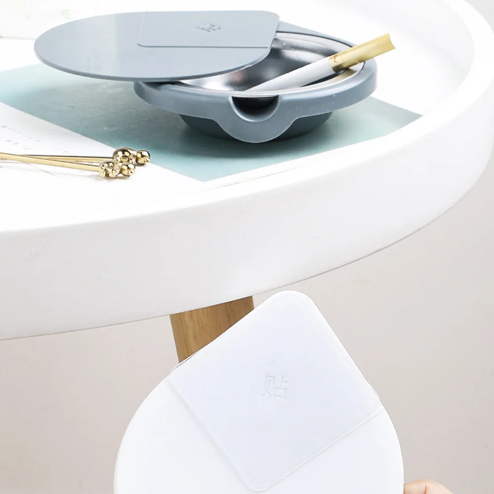 

Stainless Steel Ashtray Tray With Lid Hidden 360Degree Rotation Punch Free Desk Ashtray For Office Home Table Smoke Storage Tray