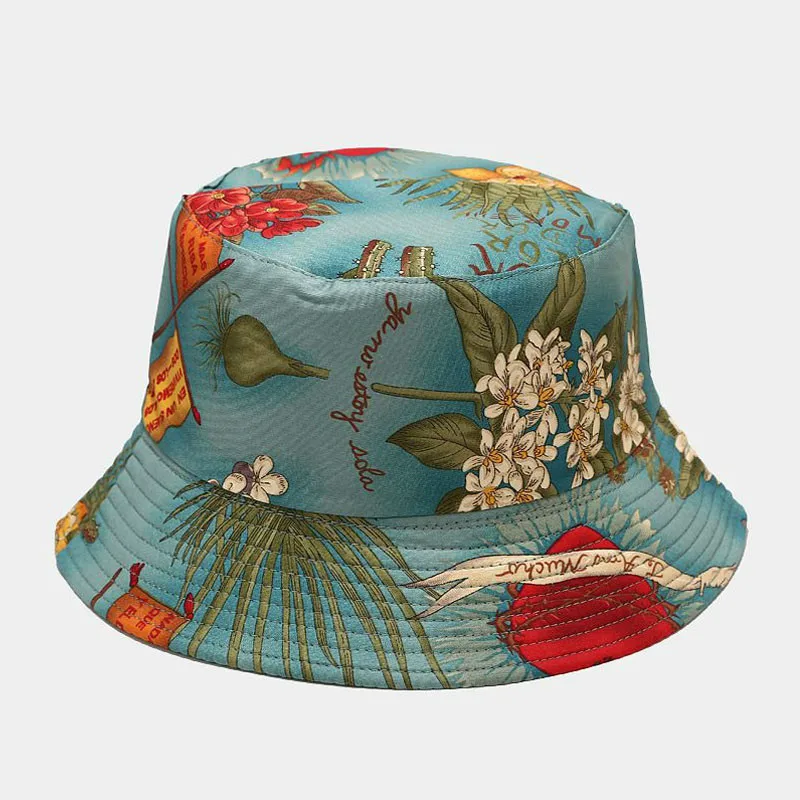 Панама двусторонняя женская с хлопковыми цветами модная шапка в стиле унисекс