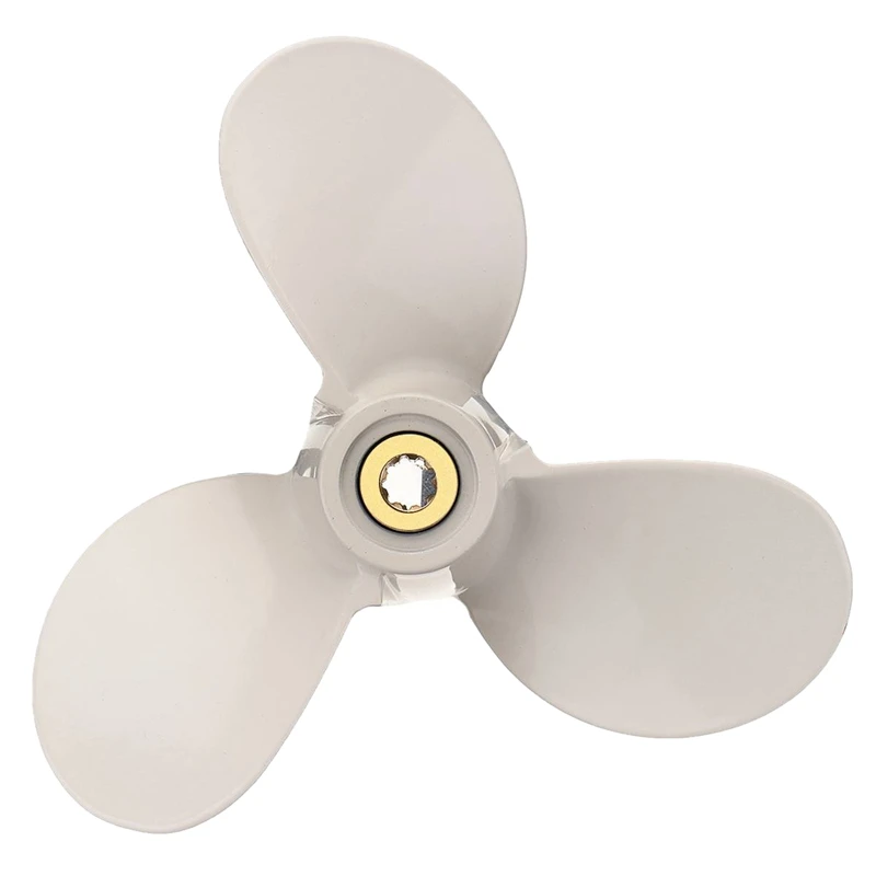 

E0 6-45941-01 - El yamaha sailors with aluminum alloy outboard propeller 7 1/2 by 8 - Ba 4 to 6 HP 3 blade 9 spline tooth white
