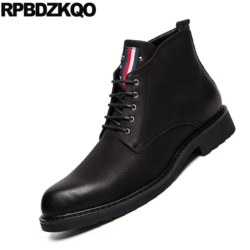 Formal Fall Lace Up Pointed Toe Wingtip Shoes Booties Waterproof Brogue Short Party Oxford Mens Zipper Dress Boots Black 2021 | Обувь