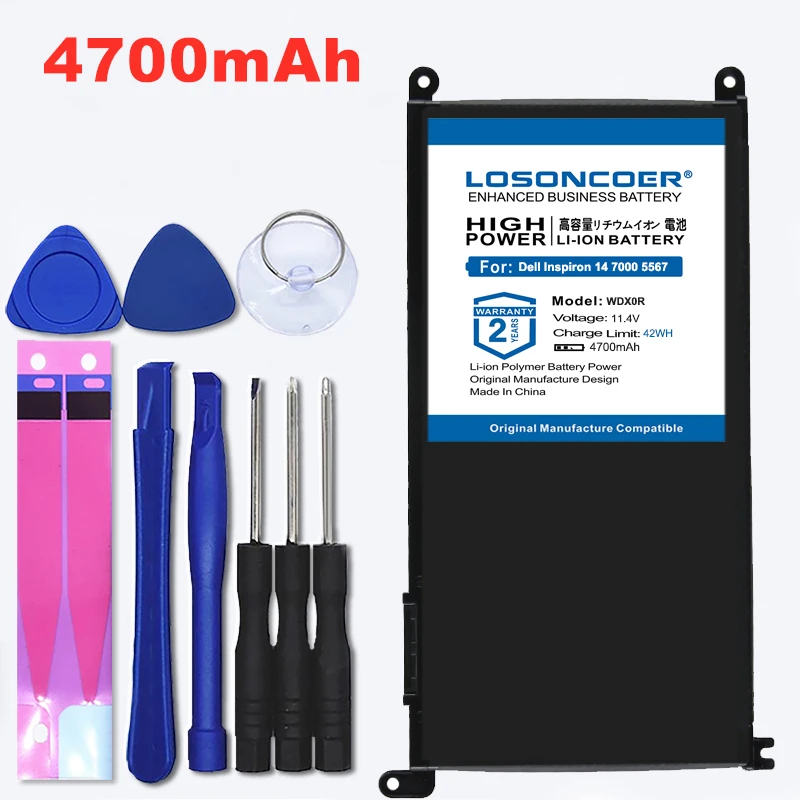 Аккумулятор WDX0R T2JX4 WDXOR для ноутбука dell Inspiron 13 14 15 5378 5368 5568 3488 3580 5765 5767 7000 5770 5567 7560 7472