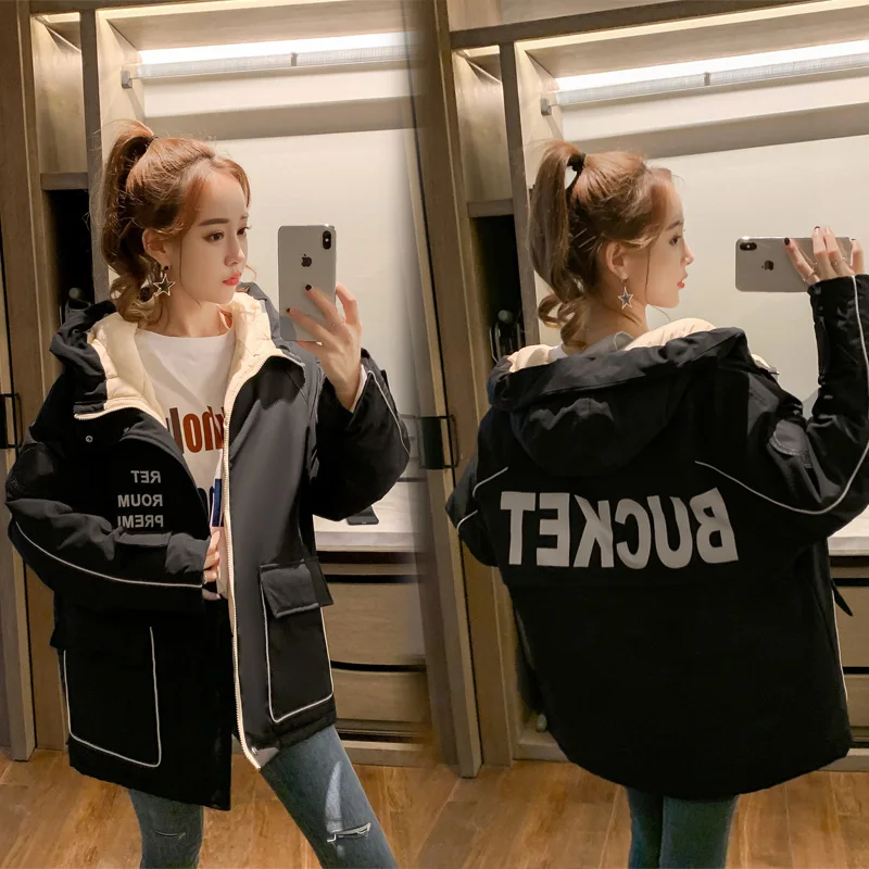 Парки с капюшоном и воротником пальто женские модные куртки хлопковой