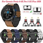 Ремешок из силикона и кожи для смарт-часов спуска Mk1 Mk2i 26 22 мм для Garmin Fenix 6 6X Pro 5 5X Plus 3 3HR быстросъемный Wirstband