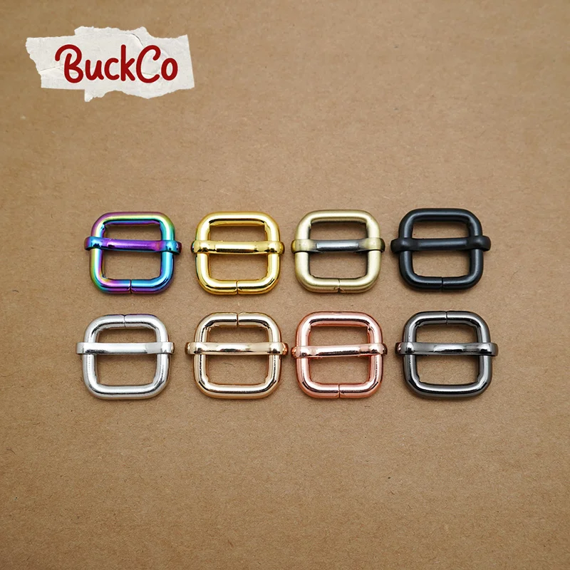 

100pcs/lot 15mm non-welded adjstable buckle slider DIY belt handbag bag dog collars part durable adjuster environmental 8 colour