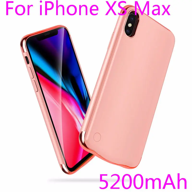 Для iPhone X XS зарядный чехол Капа тонкий обшивка противоударный чехол для зарядного устройства для iPhone XR XS Max перезаряжаемый внешний аккумулятор - Цвет: IXS Max-Rose