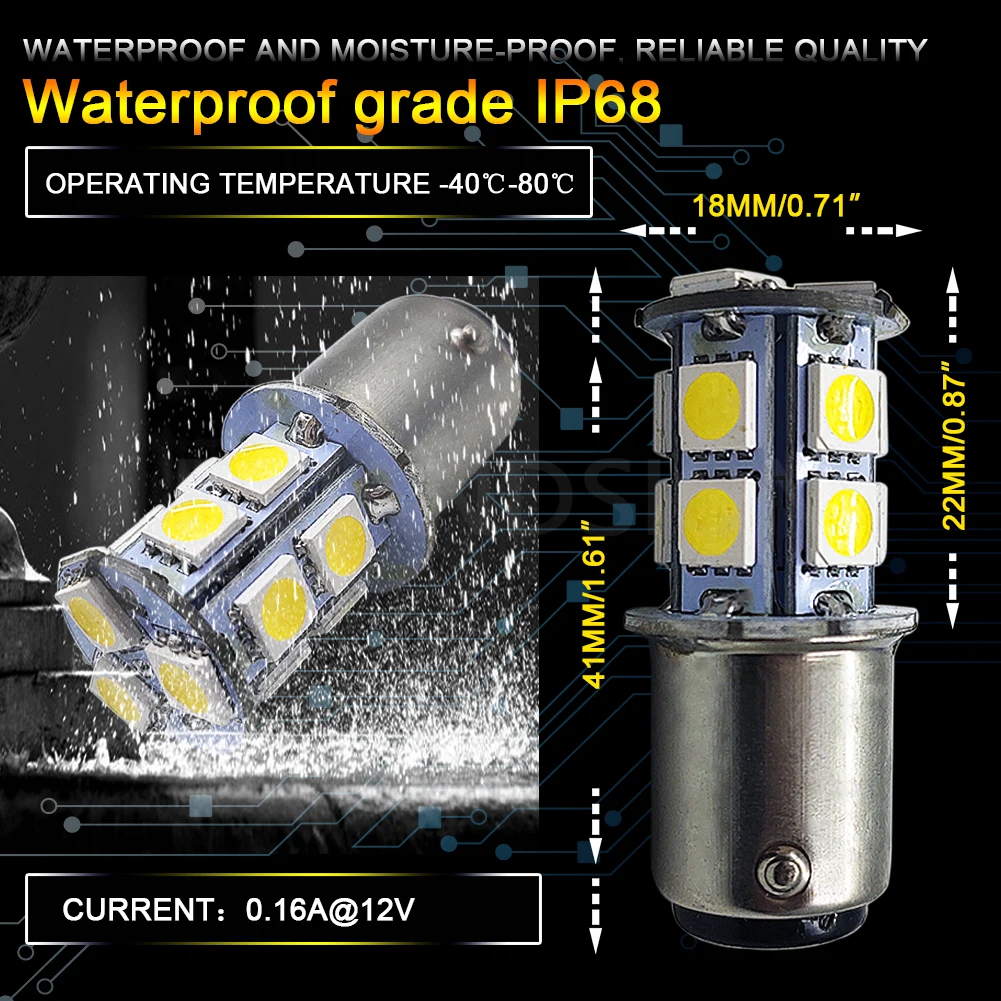 2 шт. BA15D 1146 13 светодиодов 5050SMD 6000K 4300K интерьер 10-30 в 12 В 24 Автомобильная сменная
