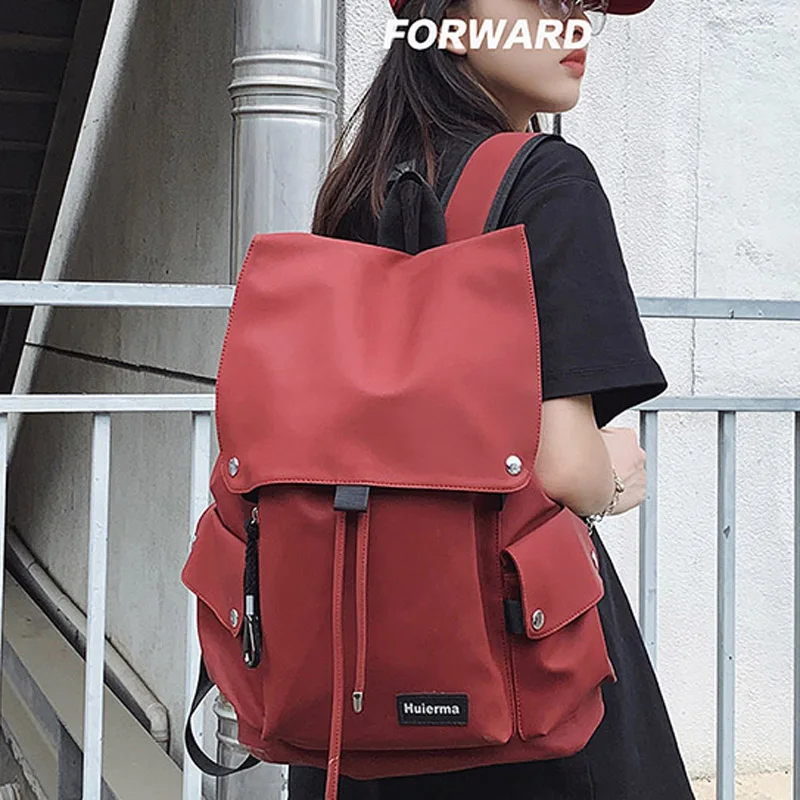 

Водонепроницаемый нейлоновый женский рюкзак, вместительная однотонная Дорожная сумка на шнурке, школьный ранец для девочек-подростков, па...