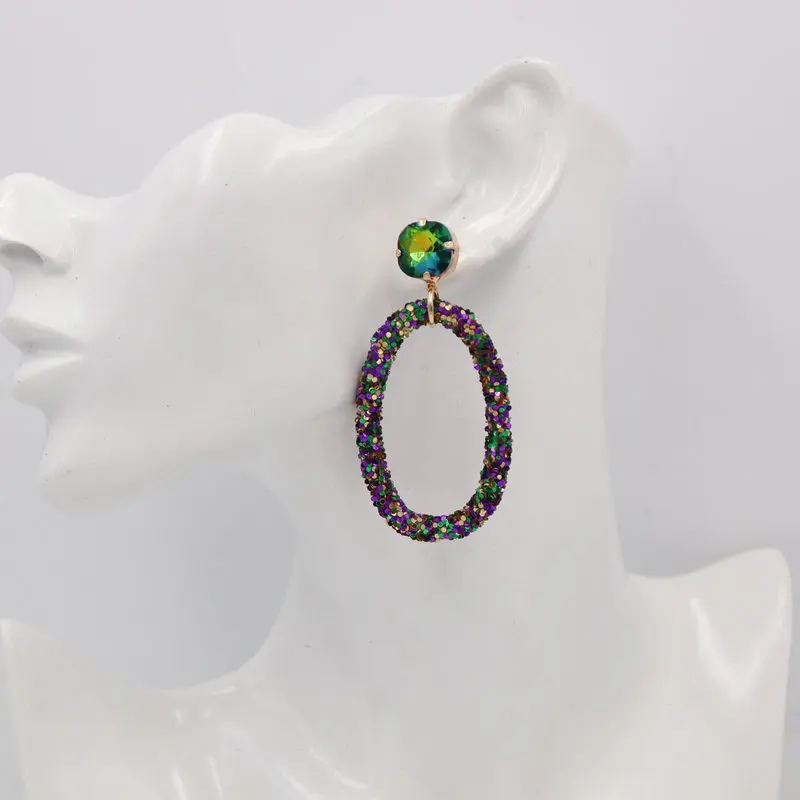 В богемном стиле с блестками Смола Висячие серьги для женщин вечерние длинные