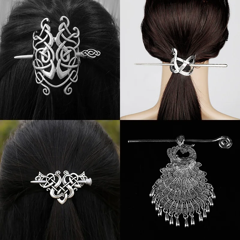 

27 Style Viking Hairpin Celtics Knots Crown Vintage Metal Hair Stick Runes Dragons Slide Hair Clip Women Hair Jewelry Accessorie