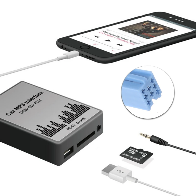 USB SD AUX Автомобильный MP3 музыкальный интерфейс плеер адаптер CD машина изменения