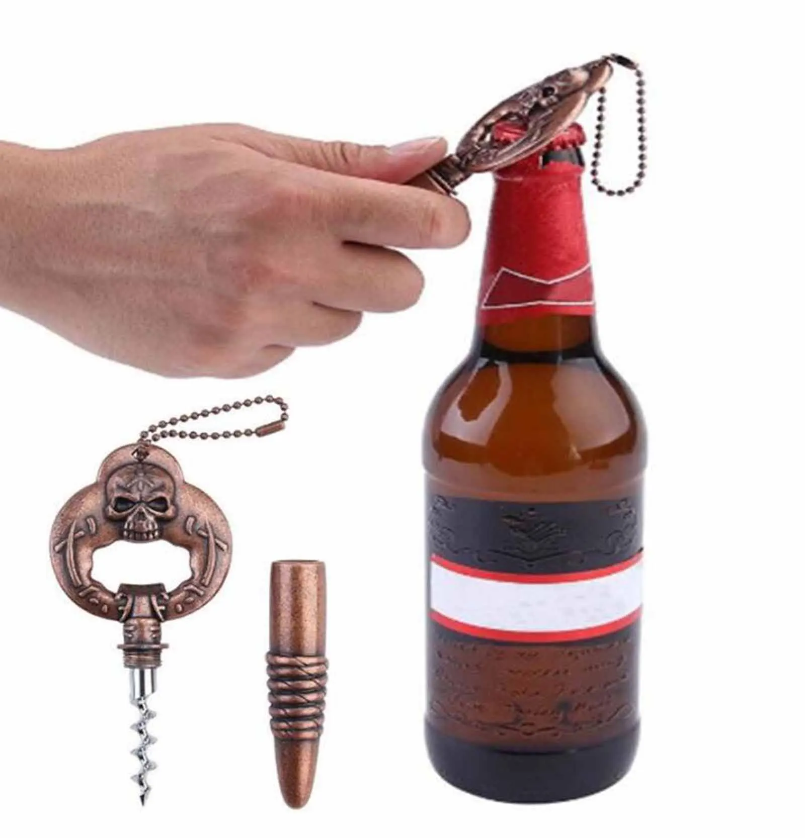 

Corkscrew Keyring Skull Retro Corkscrew Bottle Opener 5.7inch Zinc Alloy for Bars Ktvs Hotels Home Furnishings