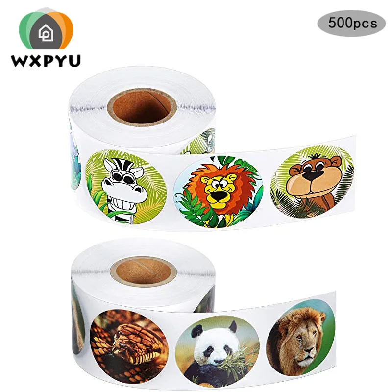 1 дюйм 500 шт животные зоопарк круглые милые наклейки клейкая этикетка наклейка