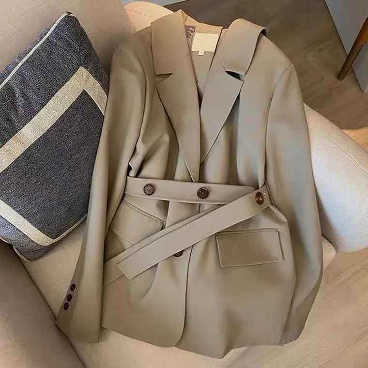 

Женский блейзер с регулируемыми пуговицами, Тонкий Блейзер зеленого цвета в Корейском стиле, осень 2021