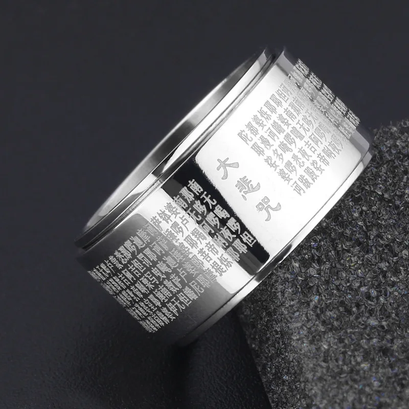 

QEENKISS RG829 Fine Jewelry Wholesale Fashion New Man Boy Birthday Wedding Gift Buddhism Retro Titanium Stainless Steel Ring 1PC