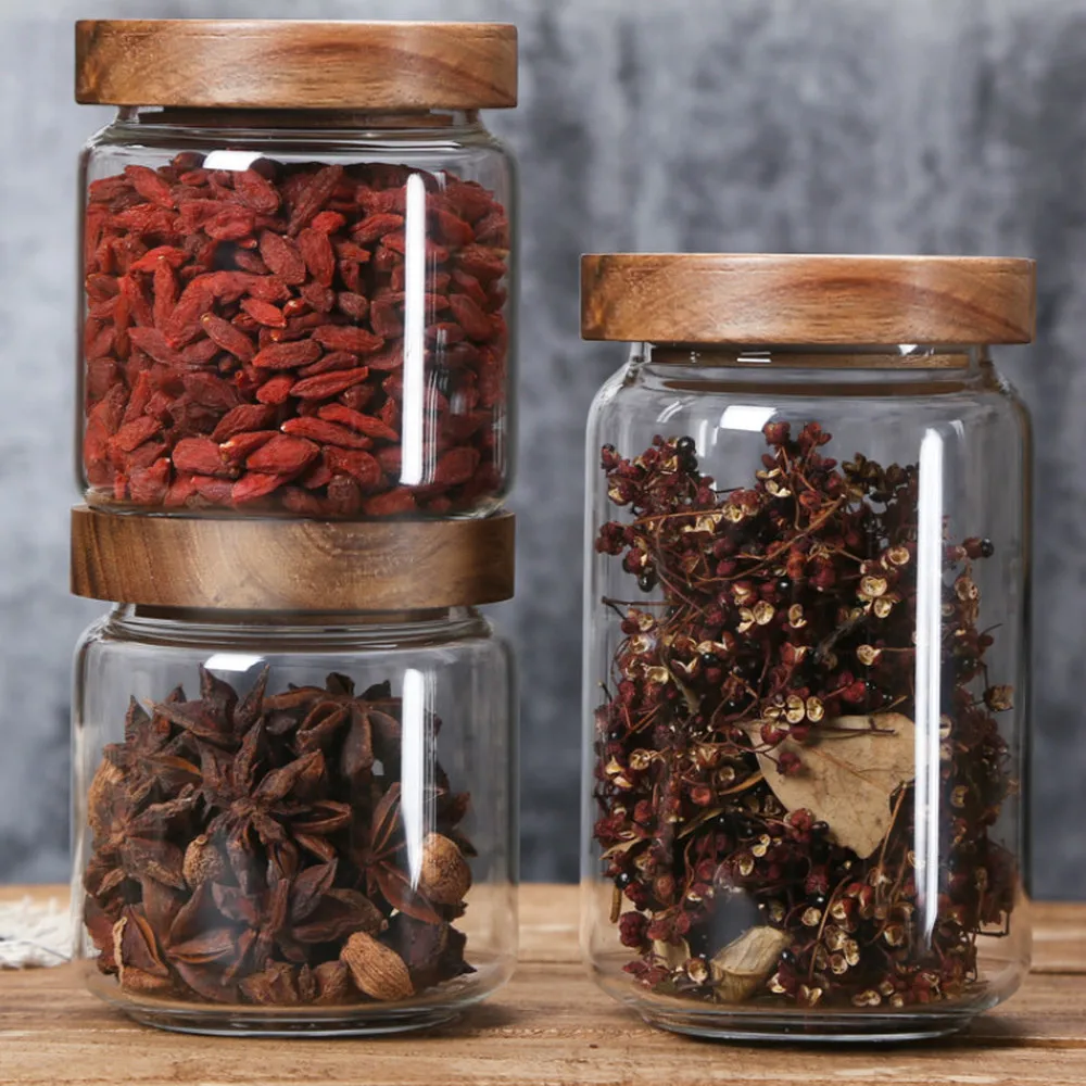 Герметичные стеклянные бутылки для хранения с крышкой специй контейнер