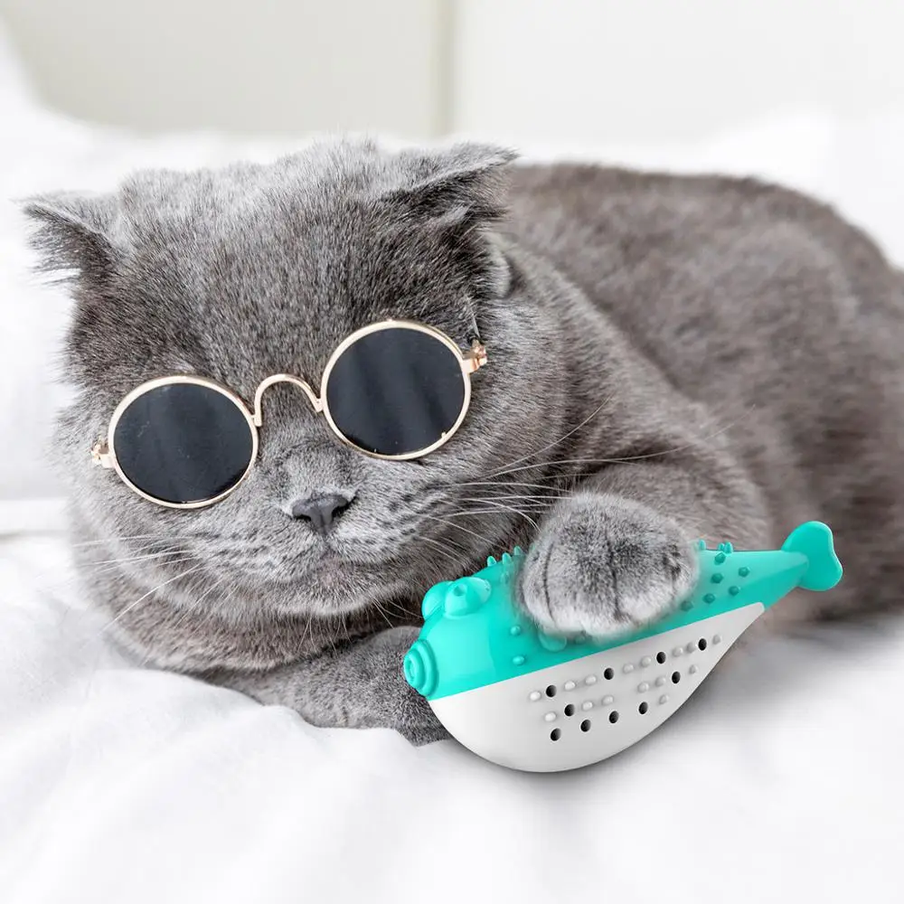 Pet Cat Toothbrush Toy Fish Shape Catnip Flavor Silicone Molar Stick Teeth Cleaning For Cats Kitten Chew | Дом и сад