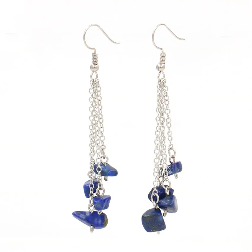 Неправильной формы Радужный камень посеребренные звенья цепи Висячие серьги