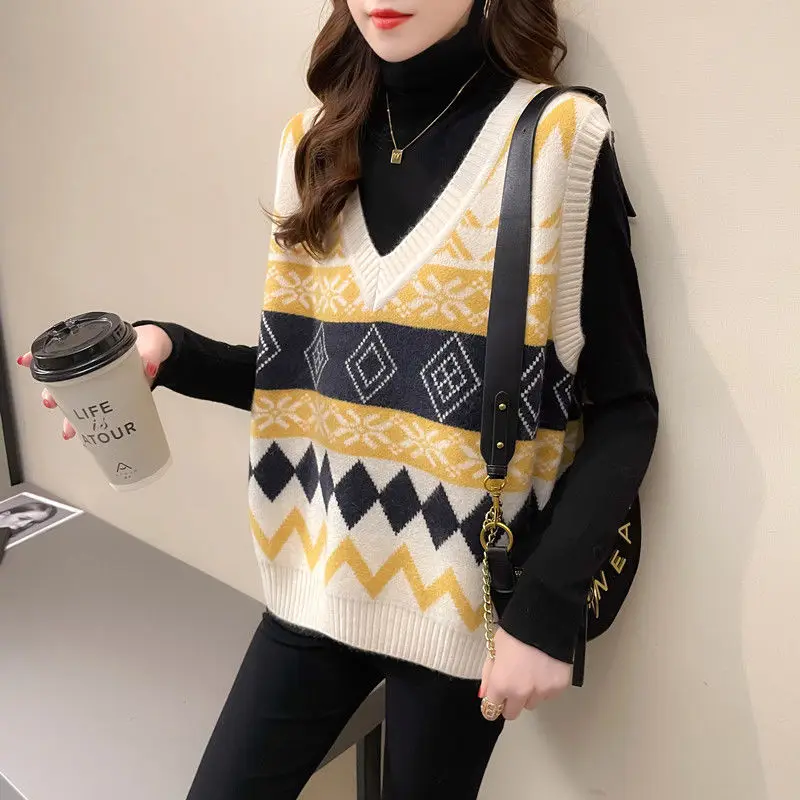 

Knitted vest women's new hot style loose and versatile college style sweater vest fashion casual cotton