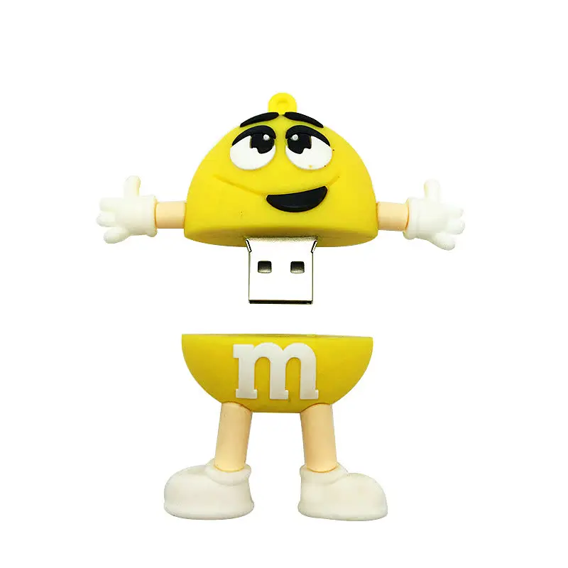 Usb флэш-накопитель в виде анимационной рыжей желтый M шоколадных орешков Usb 2,0 4 ГБ 8 ГБ флэш-накопитель 16 Гб оперативной памяти, 32 Гб встроенной памяти, 64 ГБ флэш-карта памяти, Флеш накопитель 128 ГБ