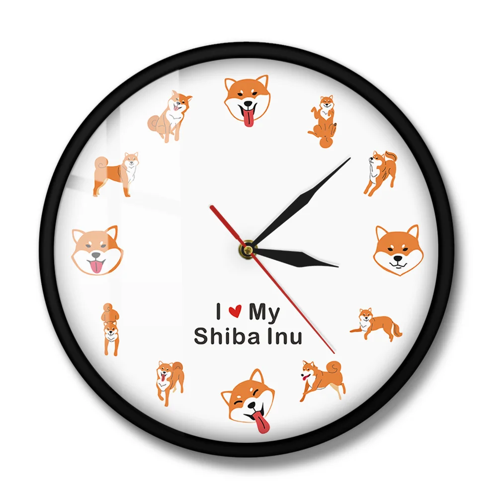 Шиба ину собака домашних животных современные настенные часы детская комната