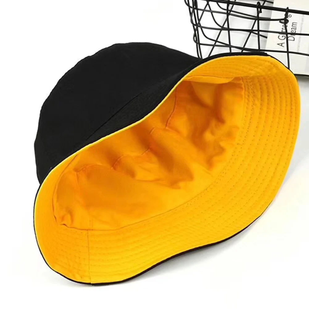 

Women Solid Color Flat Cotton Fisherman Sun Hat Bucket Hat Hip Hop Wide Brim Beach UV Protection Round Top Sunscreen