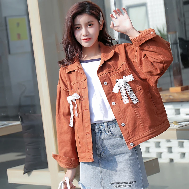 

Autumn winter Fashion Denim Jacket Women Coat Chin Loose Sweet Bow High quality female jacket 2020 HOT