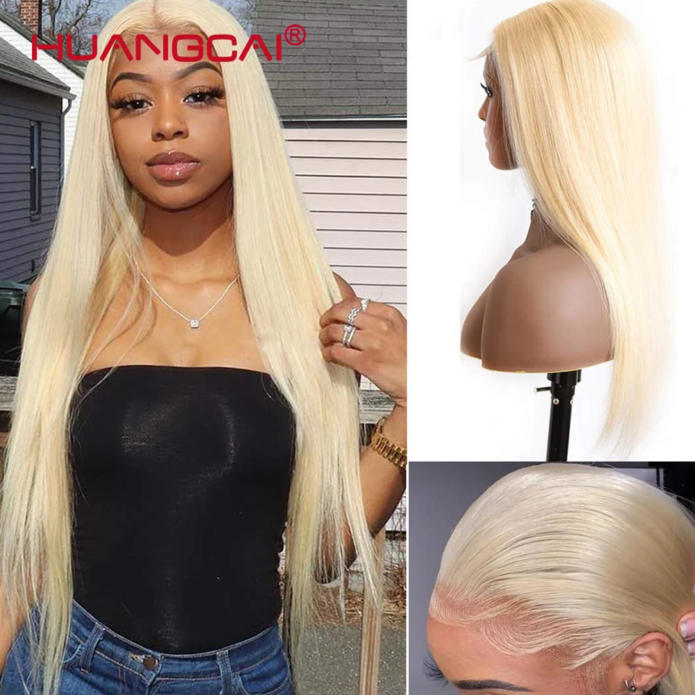 

Straight 613 Blonde Lace Human Hair Wig Pre Plucked Brazilian Remy Honey Blonde 13x1 Lace Part Wigs Human Hair Middle Part