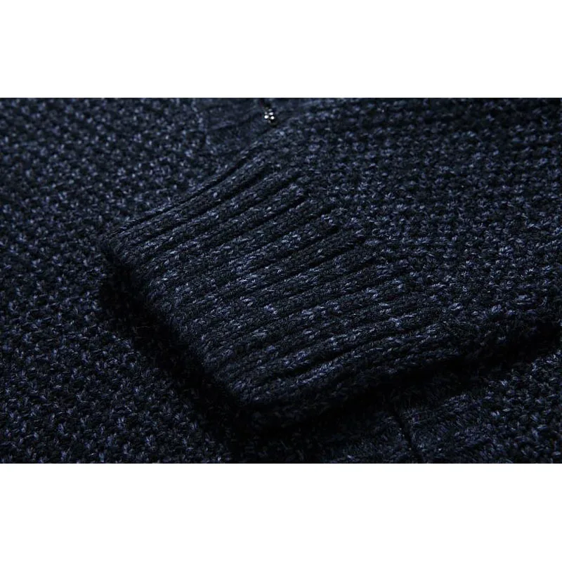 Мужской плотный теплый свитер на молнии Зимний вязаный кардиган для