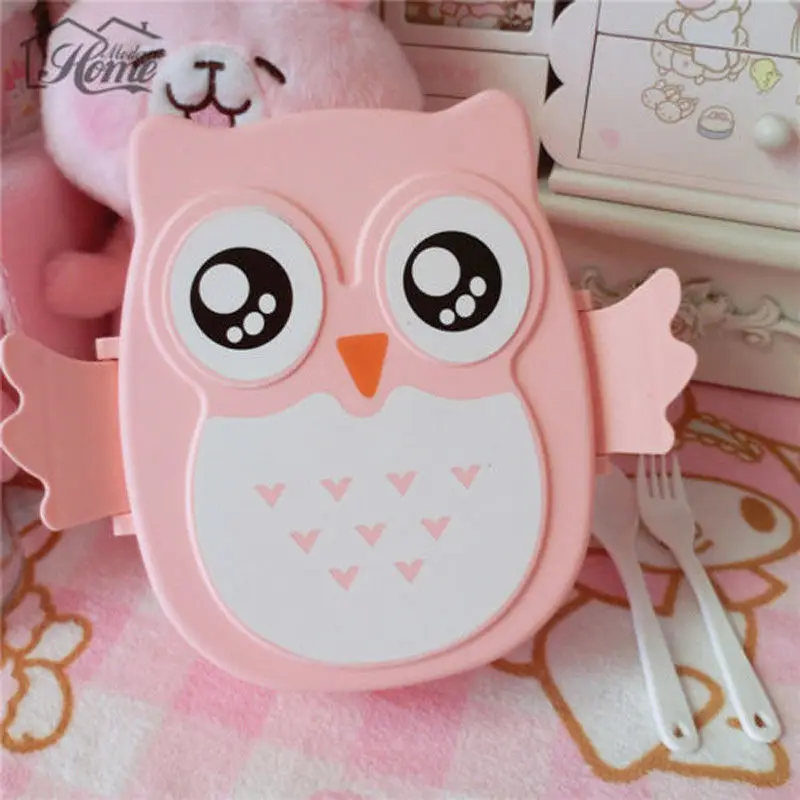 

Microwave Cartoon Owl Lunch Box Food Storage Container Children Kids School Office Portable Bento Box