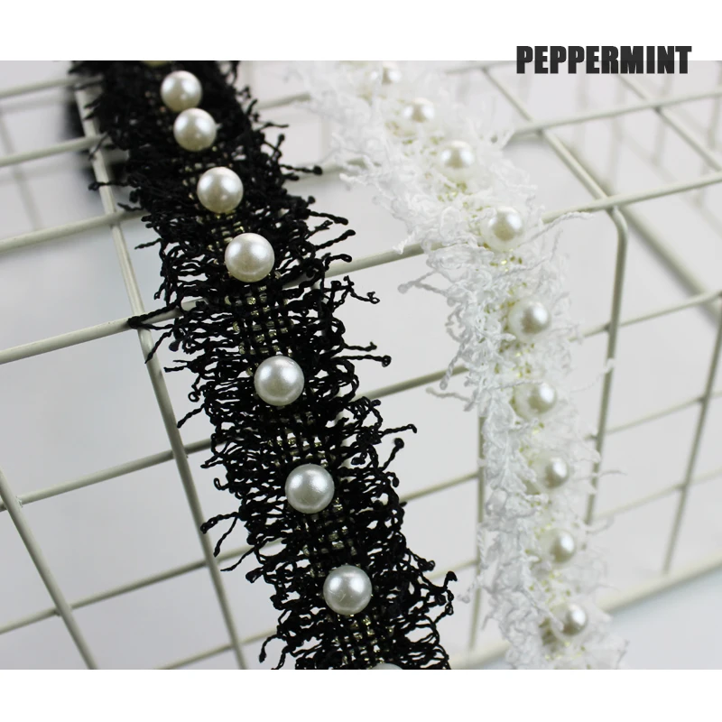 1 Yard 30mm Black White Beaded Trim Gold Pearl Lace Sewing Ribbon Handmade DIY Costume Dress Supplies Craft | Дом и сад