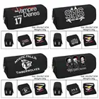 Чехол с дневниками вампира для карандашей, черная мультяшная косметичка для макияжа, студенческие канцелярские принадлежности, многофункциональные флип-сумки