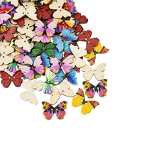 50pcs100pcs 2 holes colorful butterfly wooden buttons fit sewing and scrapbooking sewing buttons for craft diy mixed