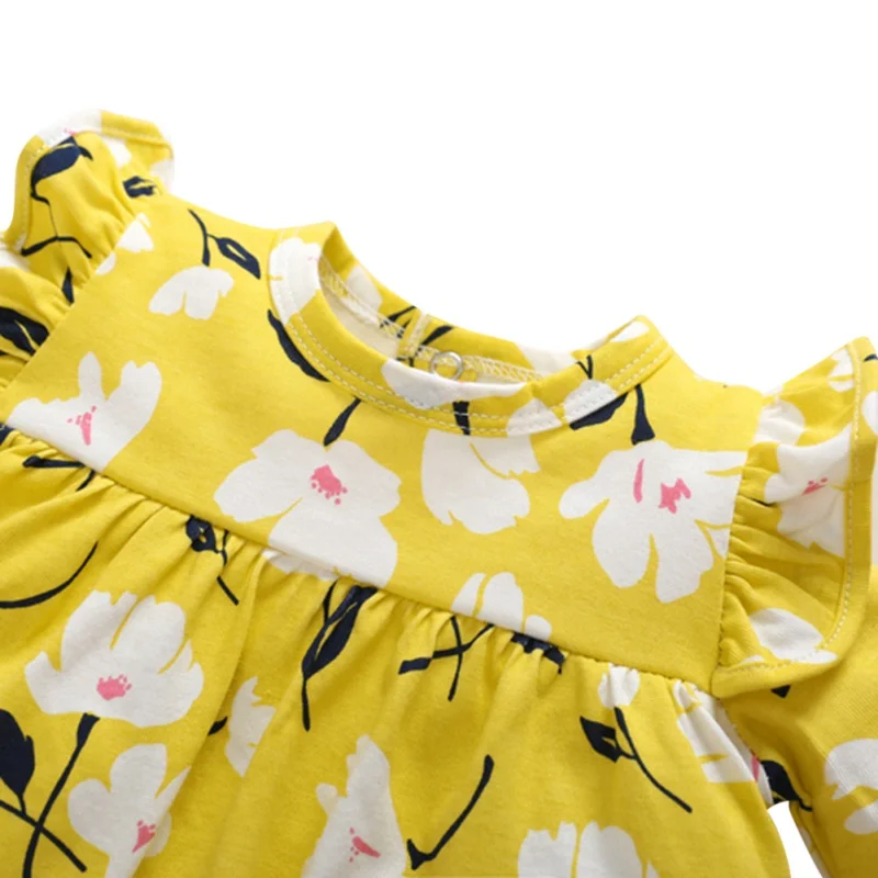 New Baby's Set Two Piece Long Sleeved Trousers Girls Full Body Floral Print Shirt Solid Color Pants |