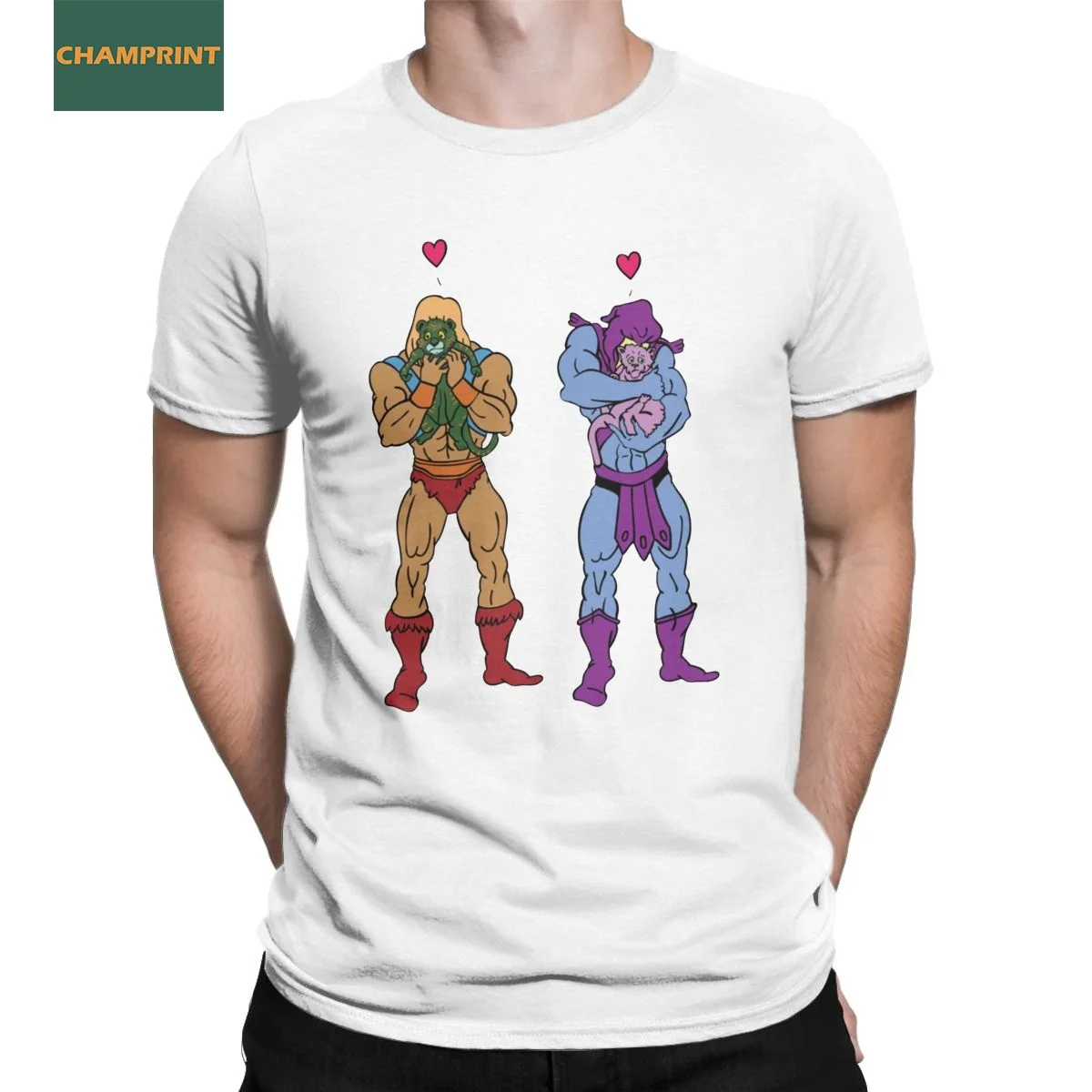 

Футболка мужская с надписью He-Man And Skeleton Snuggle Break, рубашка из чистого хлопка, футболка «Мастера Вселенной», летняя одежда, новое поступление