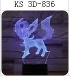 3D-836 Покемон умбреон Mewtwo Gengar 3D 7 цветов лампа визуальный светодиодный ночник для детей сенсорный Usb стол Lampara детский спальный ночник - Испускаемый цвет: 3D-836
