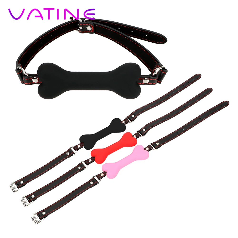 VATINE Mouth Plug взрослые игры силиконовая кость для собак Ball Gag кожаная портупея Couples