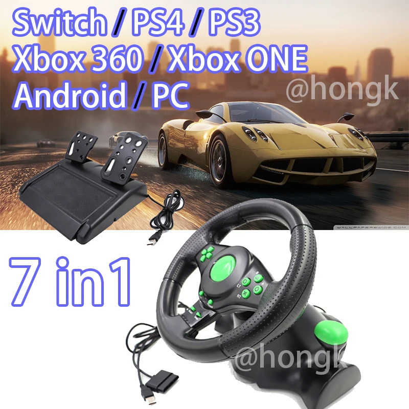 7 In 1 Game steering  Ps4/PS3/XB360/PC/Switch/ps4/xbox ONE/android Racing Game Steering Wheel Game steering wheel with vibration