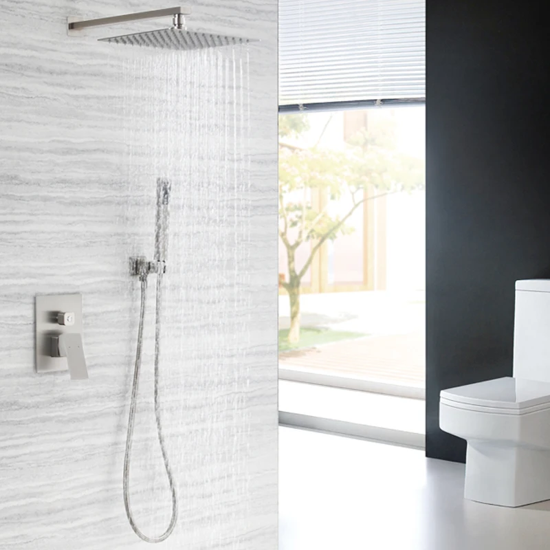 Набор для душа ванной комнаты скрытая матовая черная двойная функция смеситель