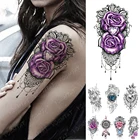 Водостойкая временная татуировка, наклейка в форме сердца, алмазные татуировки для тела с розами, цветами, кружевом, искусственным рукавом, татуировка для женщин