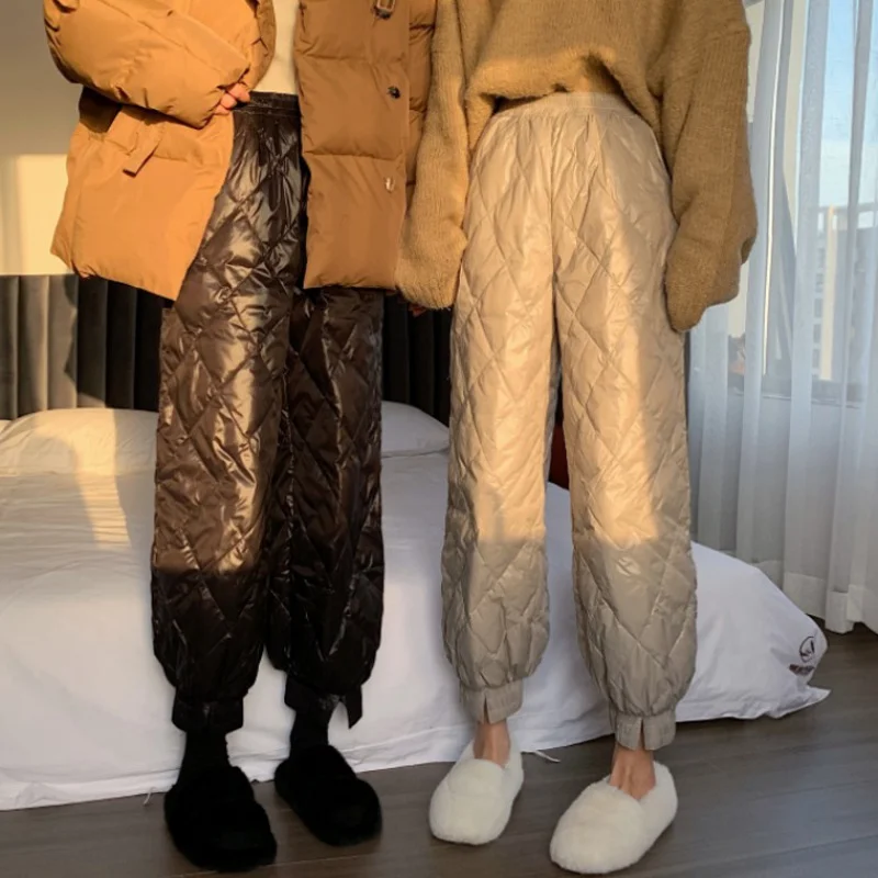 

Lightweight cotton sWomen's pants fashion 2020 autumn and winter new diamond lattice straight cotton pants casual pants women