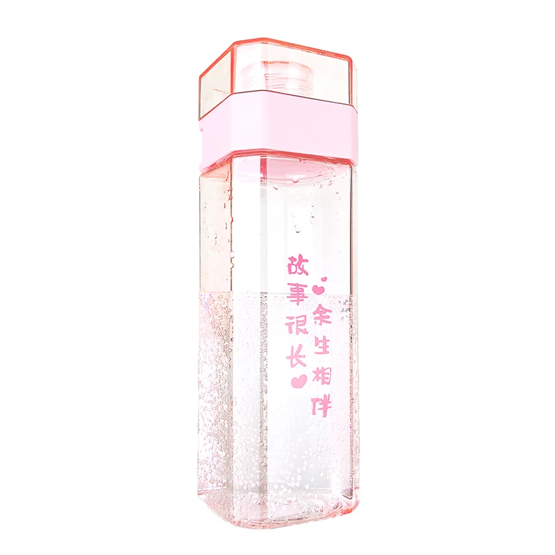 

Creative 500ml Square Plastic Water Bottle Portable Drink Bottle Leak Proof Bottle Outdoor Sport Travel Bottle Fruit Juice Cups