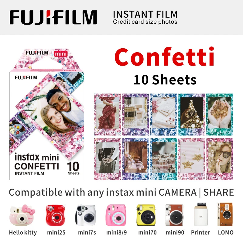 Confetti 10 Sheets Fujifilm Instax Mini 8 пленка 10 листов Синий Rilakkuma hello kitty Fuji фотобумага для 70 50s 7s 90 25 SP2 LOMO мгновенная камера - Цвет: Confetti 10 Sheets