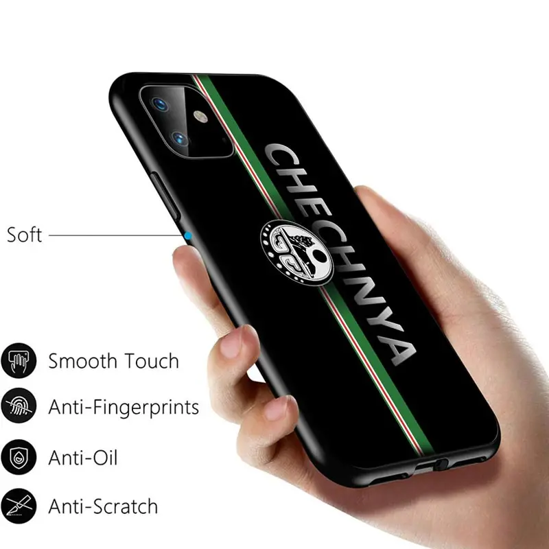 

Chechen National flag For Apple iPhone 12 11 Pro Max mini XS Max XR X 8 7 6 6S Plus 5S SE 2020 Soft Black Phone Case