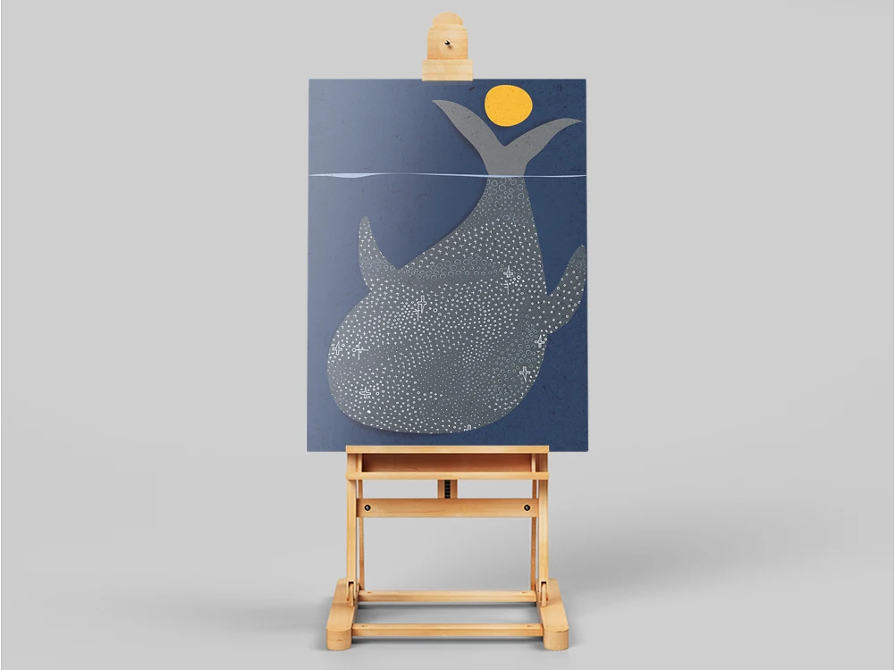 Морской плакат для серфинга печать синего Кита желтое солнце Скандинавская