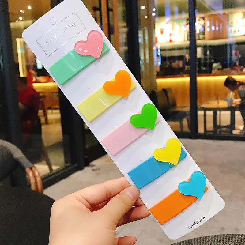 5Pc /Sat New Parent-child cute cartoon colorful style childlike hairpin clip sweet fruit Flower BB clip girl Hair Clips Headwear