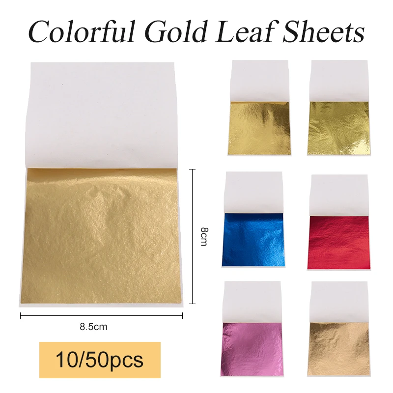 

Imitation Gold Leaf Sliver Red Foil 8x8.5cm Papers Art Craft Design Kraft Paper DIY Craft Decor Leaf Leaves Sheets 10/50pcs