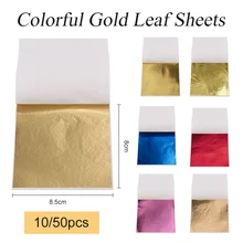 Imitation Gold Leaf Sliver Red Foil 8x8.5cm Papers Art Craft Design Kraft Paper DIY Craft Decor Leaf Leaves Sheets 10/50pcs